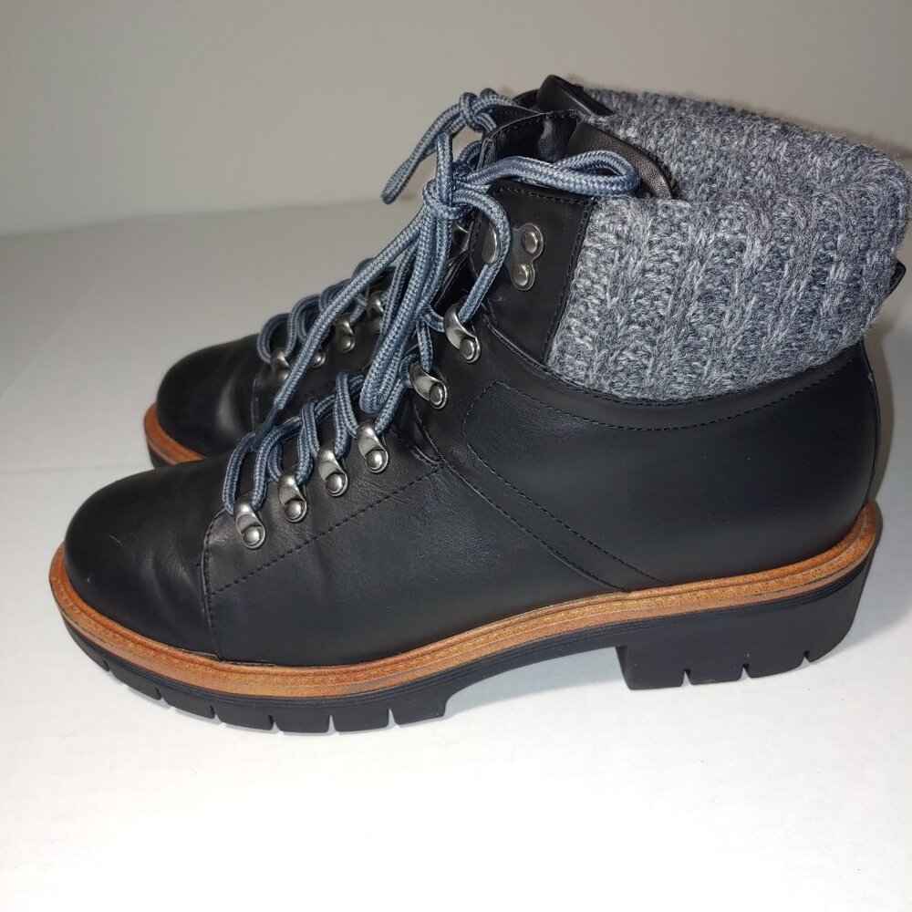 MIA Vegan Leather Knit Cuff Lace Up Ankle Combat Boots in Black Sz. 10